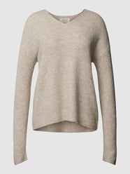 Gebreide pullover met V-hals, model 'CAMILLA' van Only Wit - 8