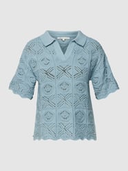 Gebreide pullover in design met korte mouwen van Tom Tailor Denim Blauw - 44