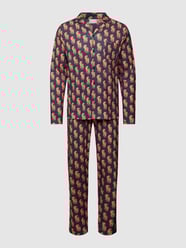 Pyjama mit Allover-Muster Modell 'TIGER' von Mey Blau / Türkis - 33