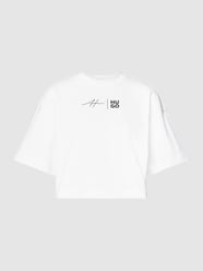 T-shirt krótki z nadrukiem z logo model ‘Cropped Tee’ od HUGO Biały - 3