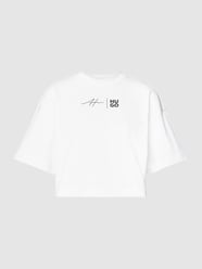 T-shirt krótki z nadrukiem z logo model ‘Cropped Tee’ od HUGO Biały - 19