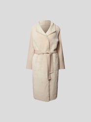 Wollmantel mit Lederbesatz  von Yves Salomon Beige - 28