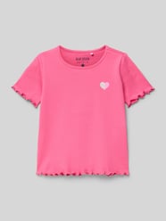 T-shirt in riblook met ronde hals van Blue Seven - 2