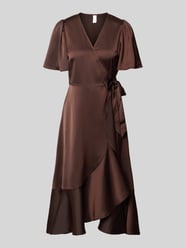 Midikleid aus Satin mit V-Ausschnitt Modell 'Thea' von YAS - 6