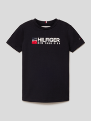 T-shirt met logostitching, model van Tommy Hilfiger Kids Blauw / turquoise - 21