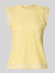 Bluzka bez rękawów o kroju shaped fit z obszyciem koronką, model „OLLINE” od PIECES - 29