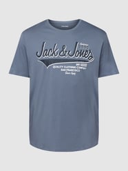 PLUS SIZE T-Shirt mit Logo-Muster Modell 'JJELOGO TEE SS ONECK 2' von Jack & Jones Plus Blau / Türkis - 41