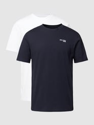 Regular fit T-shirt met labelprint in een set van 2 stuks van Marc O'Polo Denim Blauw - 25