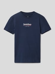 T-shirt z nadrukiem z logo model ‘WALKER’ od Jack & Jones Niebieski - 6