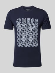 T-Shirt mit Label-Print Modell 'CHAIN' von Guess Blau - 21