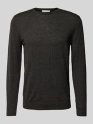 Gebreide pullover met ribboorden van Profuomo Bruin - 12