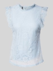 Regular Fit Top mit Spitzenbesatz  Modell 'COLLINE' von Pieces Blau - 44