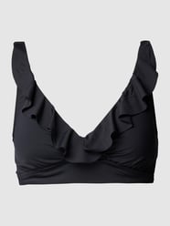 Bikini-Oberteil mit Volants Modell 'Beach Clup Solids Ruffle' von Lauren Ralph Lauren Grau / Schwarz - 44