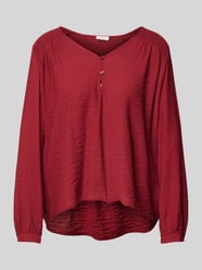 Relaxed fit blouse van viscosemix met smokdetails van s.Oliver RED LABEL Rood - 13