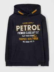 Bluza z kapturem z nadrukiem z logo  od Petrol Niebieski - 11
