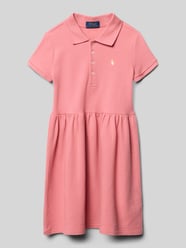 Sukienka polo z mieszanki bawełny z przeszyciem z metką Label od Polo Ralph Lauren Kids Fuksjowy - 31