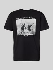 T-shirt met statementprint, model 'Nun Given Black' van Dedicated - 32