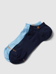 Sneakersokken met labelprint in een set van 2 paar van Burlington Blauw - 14