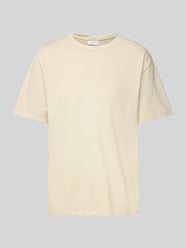 T-shirt met geribde ronde hals van Lindbergh Beige - 1