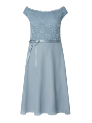 PLUS SIZE cocktailjurk van kant en chiffon van Swing Curve Blauw / turquoise - 45