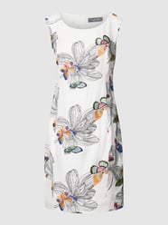 Knielange jurk van linnen met motiefprint van White Label Wit - 36