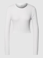 Cropped Longsleeve in Ripp-Optik von NA-KD Weiß - 7