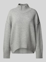 Oversized Strickpullover mit Stehkragen von Oui Grau - 3