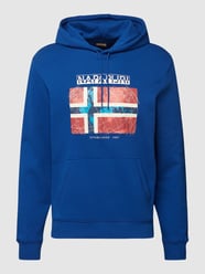 Hoodie met labelprint, model 'GUIRO' van Napapijri Blauw / turquoise - 16