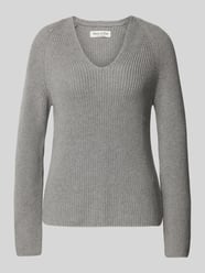 Gebreide pullover met boothals van Marc O'Polo Grijs / zwart - 17