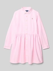 Overhemdjurk met labelstitching en button-downkraag van Polo Ralph Lauren Teens Fuchsia - 33