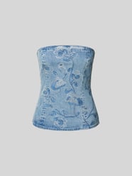 Bandeau-Top mit Ziersteinbesatz von ROTATE Blau - 3