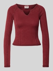 Cropped Longsleeve mit V-Ausschnitt von Guess Jeans Bordeaux - 42