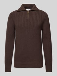 Strickpullover mit gerippten Abschlüssen Modell 'LAND' von SELECTED HOMME Braun - 21