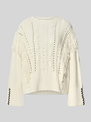 Sweter z dzianiny o kroju regular fit z mieszanki bawełny model ‘FITTO’ od BOSS Orange - 35