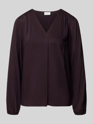 Regular fit blouse van viscose met v-hals van COMMA Bordeaux - 13
