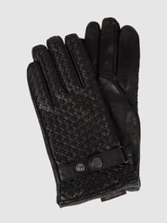 Leren handschoenen in gevlochten look, model 'Bond' van Pearlwood Grijs / zwart - 20