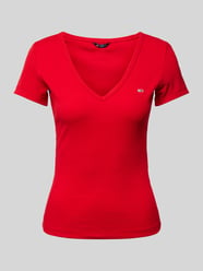 T-Shirt mit Label-Stitching von Tommy Jeans Rot - 7