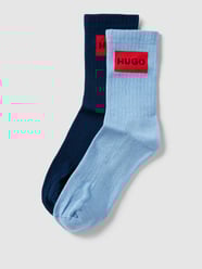 Socken mit Label-Print im 2er-Pack Modell 'LABELCOL' von HUGO Blau / Türkis - 39