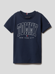 T-Shirt mit Label-Print von Tommy Hilfiger Kids Blau - 20