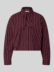 Cropped Langarmbluse mit Bindeschleife am Kragen von Marc O'Polo DENIM Bordeaux - 36