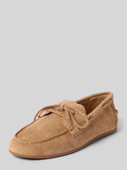 Loafers van echt leer met sierstrik van INUOVO Beige - 17