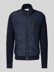 Regular Fit Strick-Steppjacke mit Strukturmuster auf den Ärmeln von s.Oliver RED LABEL Blau - 46