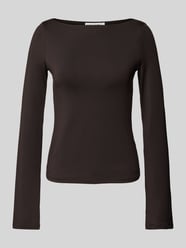 Longsleeve mit U-Boot-Ausschnitt Modell 'Annie' von WEEKDAY Braun - 4