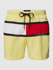 Regular fit zwembroek met colour-blocking-design van Tommy Hilfiger Geel - 2