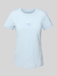 T-Shirt mit Label-Print und geripptem Rundhalsausschnitt von Calvin Klein Jeans - 6