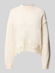 Regular Fit Strickpullover aus reiner Baumwolle mit Spitzensaum von GUESS Beige - 7