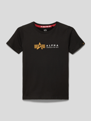 T-Shirt mit Label-Print von Alpha Industries Grau / Schwarz - 8