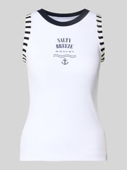 Top o kroju slim fit z nadrukiem z napisem od Marc Cain - 17