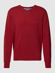 Sweter z dzianiny z wyhaftowanym logo od Fynch-Hatton Czerwony - 30
