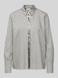 Regular Fit Bluse mit Paillettenbesatz von Milano Italy Grau - 1